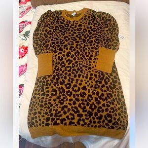 Leopard print sweater dress